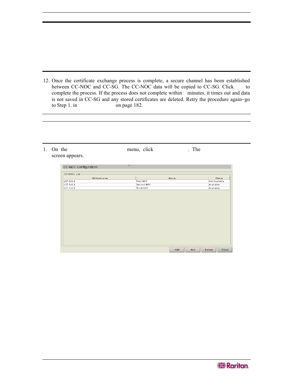 Edit a cc-noc, Figure 228 cc-noc configuration screen | Raritan Engineering Command Center CC-SG User Manual | Page 201 / 270