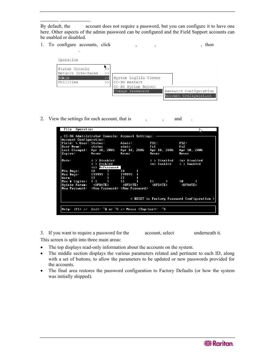 Figure 284 account configuration, Figure 285 configuring accounts | Raritan Engineering Command Center CC-SG User Manual | Page 237 / 270