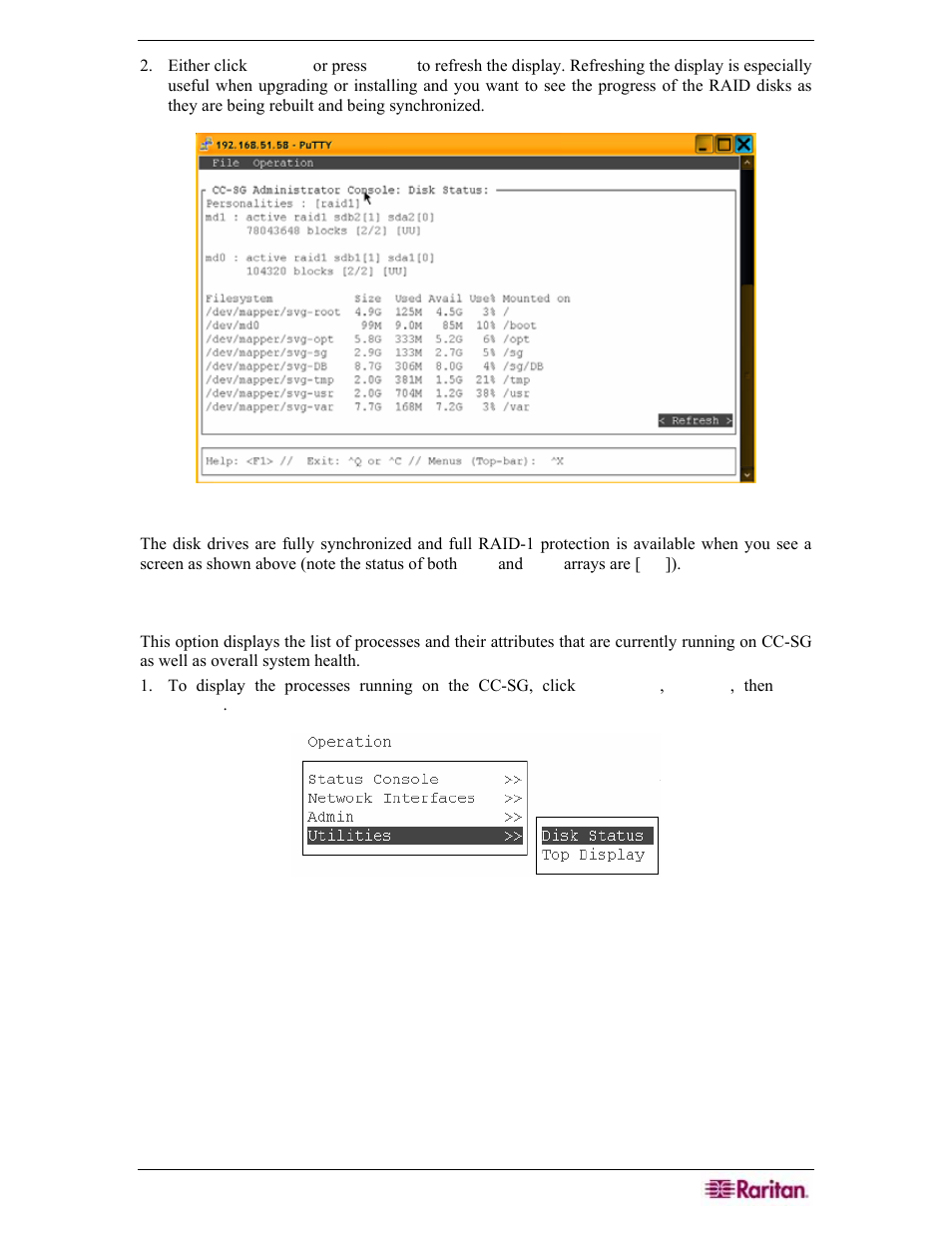 Displaying top display (utilities) | Raritan Engineering Command Center CC-SG User Manual | Page 239 / 270
