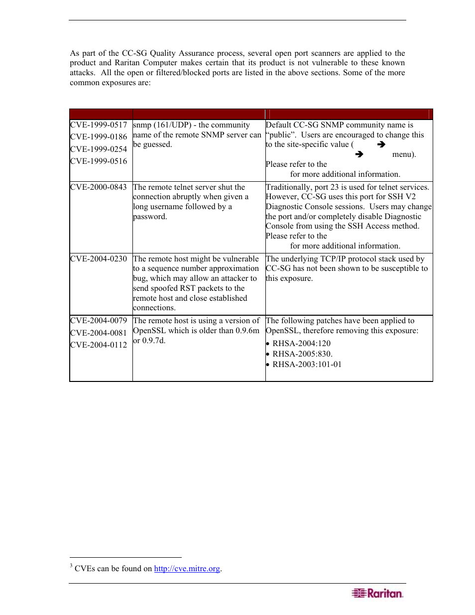 Security and open port scans | Raritan Engineering Command Center CC-SG User Manual | Page 251 / 270