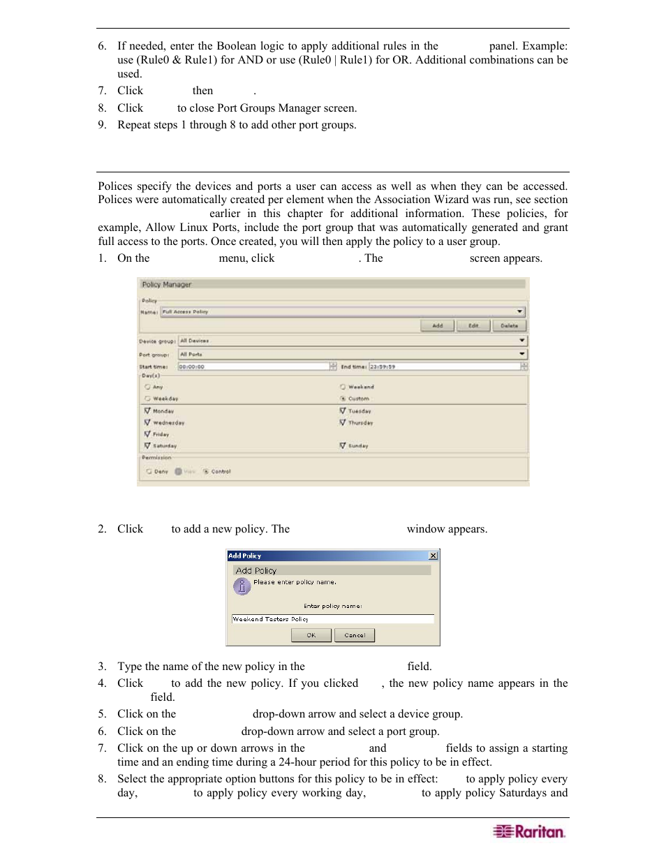 Create/edit policies, Figure 31 policy manager screen | Raritan Engineering Command Center CC-SG User Manual | Page 47 / 270