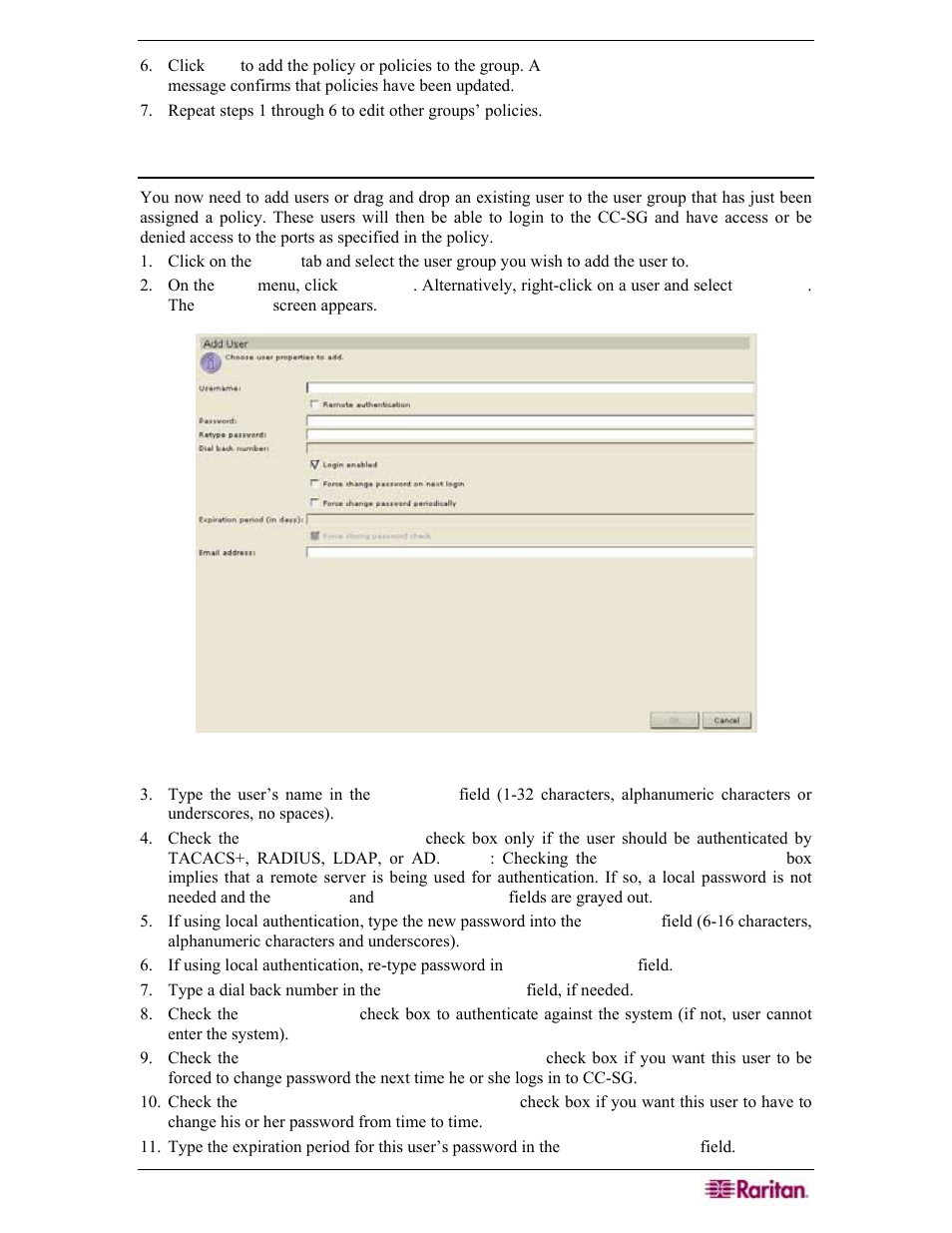 Add users to user group, Figure 34 add user screen | Raritan Engineering Command Center CC-SG User Manual | Page 49 / 270