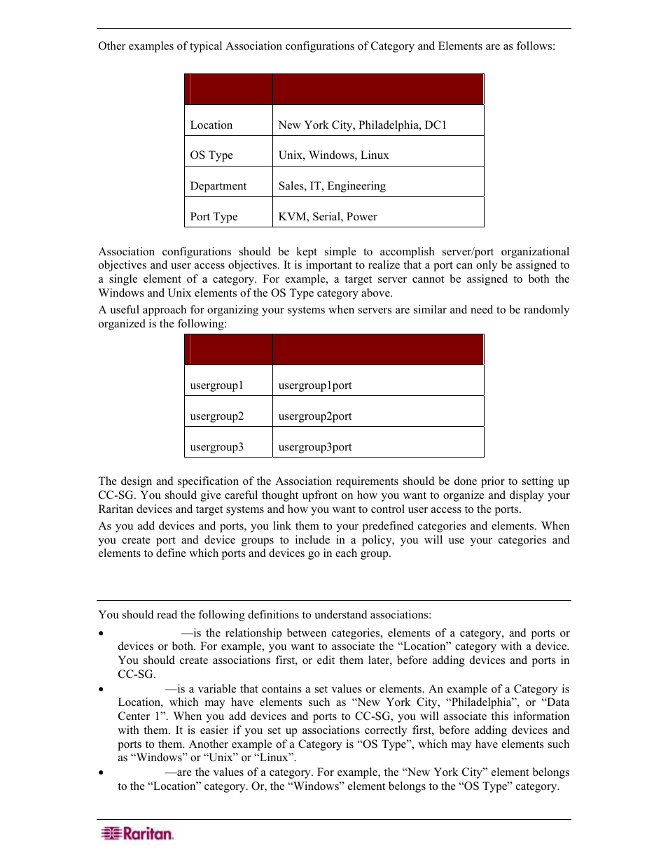 Association terminology | Raritan Engineering Command Center CC-SG User Manual | Page 52 / 270
