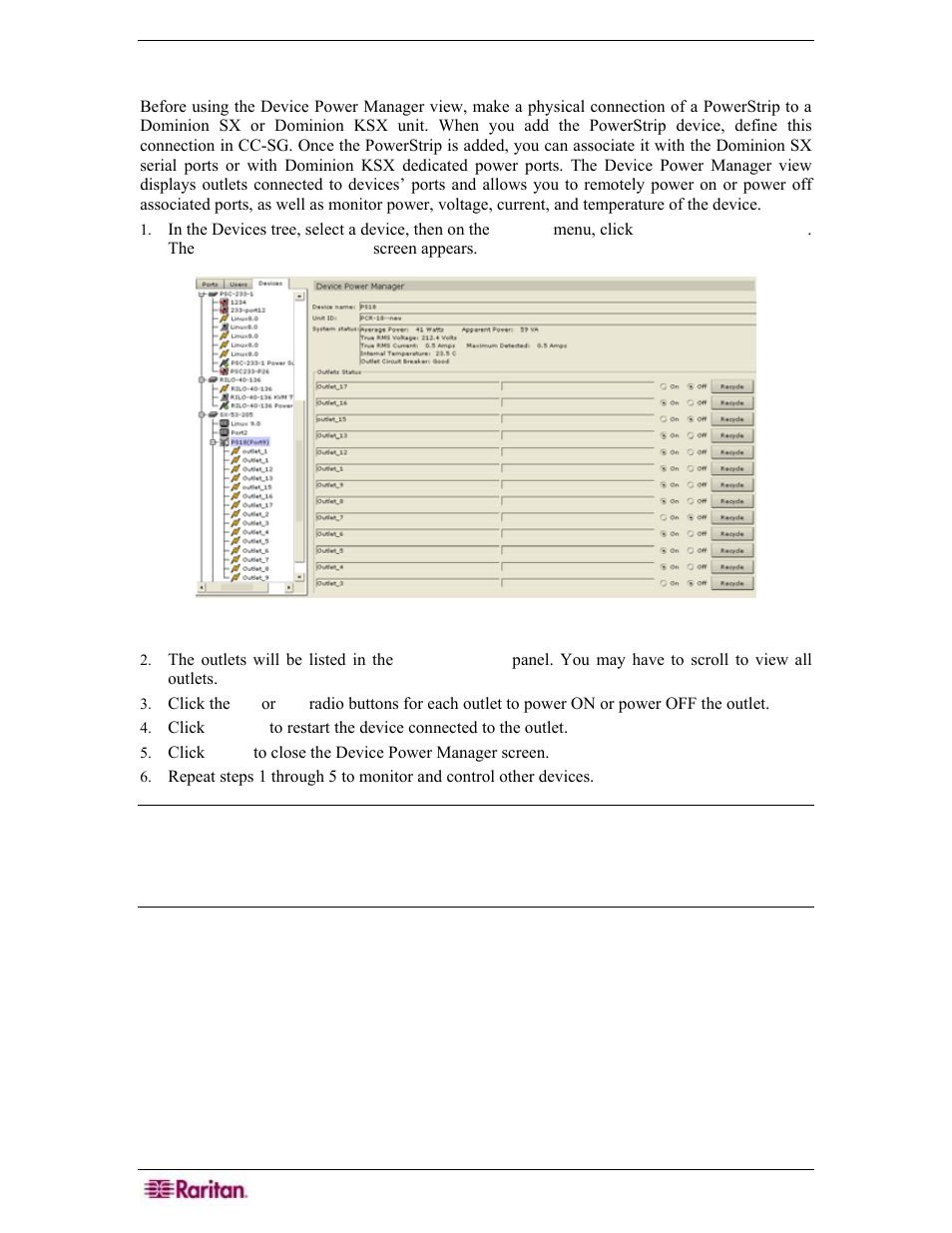 Device power manager, Figure 78 device power manager screen | Raritan Engineering Command Center CC-SG User Manual | Page 82 / 270