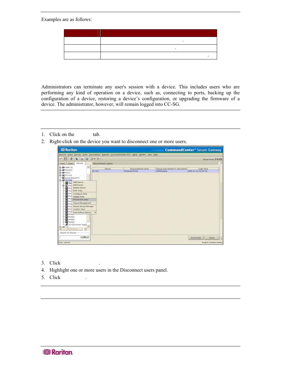 Disconnect users, Figure 92 disconnect users | Raritan Engineering Command Center CC-SG User Manual | Page 90 / 270