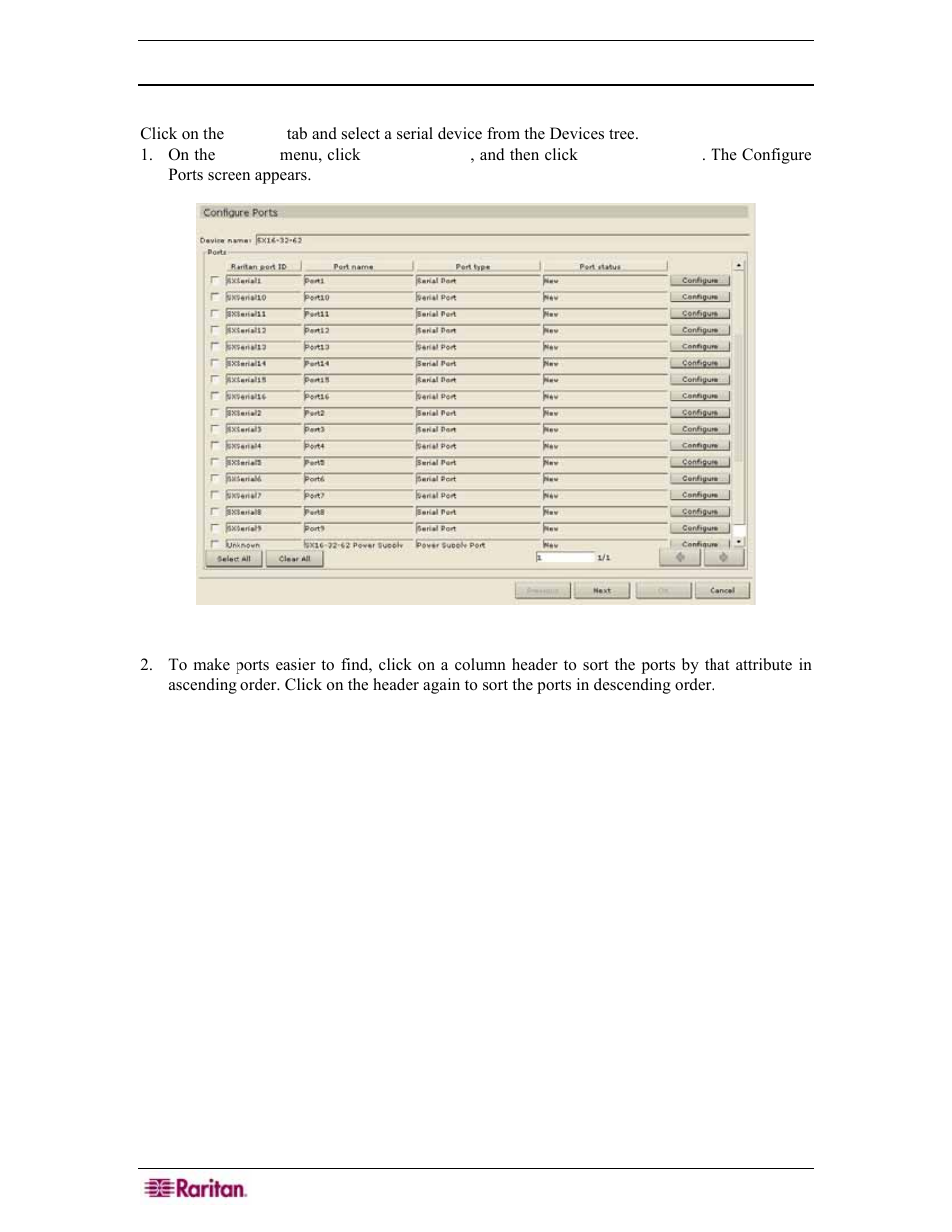 Configure port, Configure a serial port, Figure 94 configure ports screen | Raritan Engineering Command Center CC-SG User Manual | Page 94 / 270