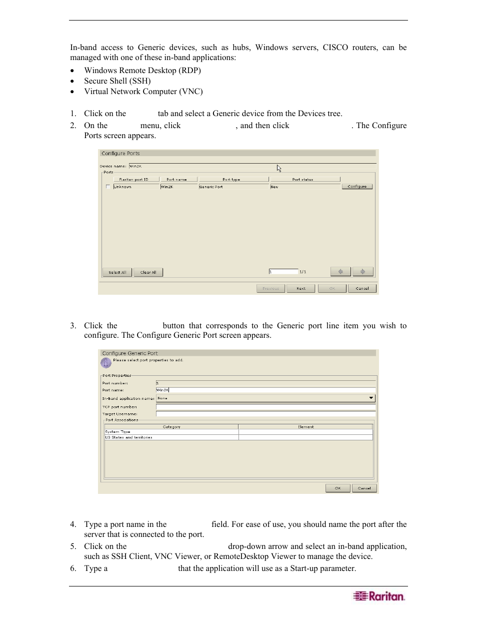 Figure 102 configure ports screen, Figure 103 configure generic ports screen | Raritan Engineering Command Center CC-SG User Manual | Page 99 / 270