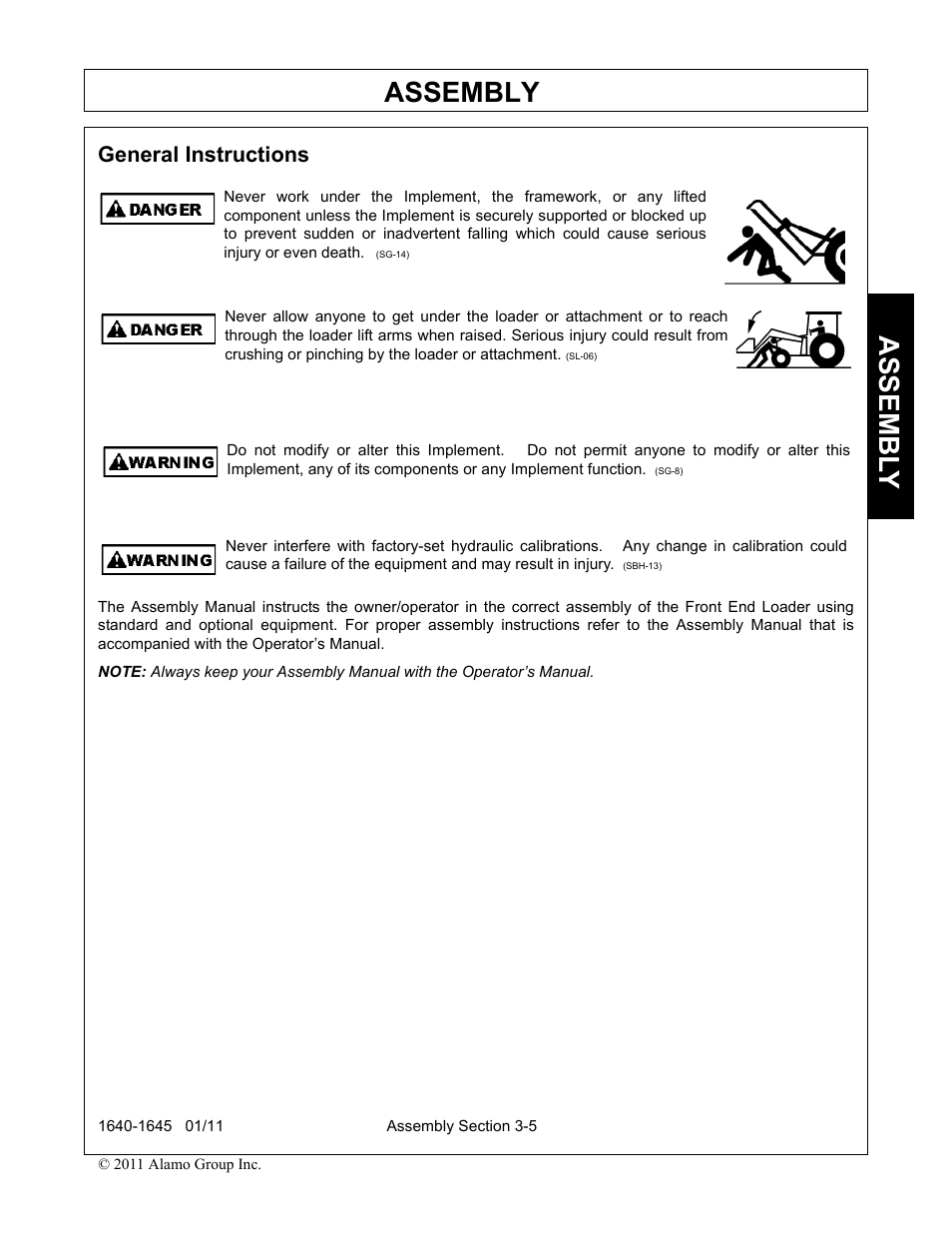 General instructions, General instructions -5, Assembly | Assembl y | Rhinotek 1645 User Manual | Page 39 / 102