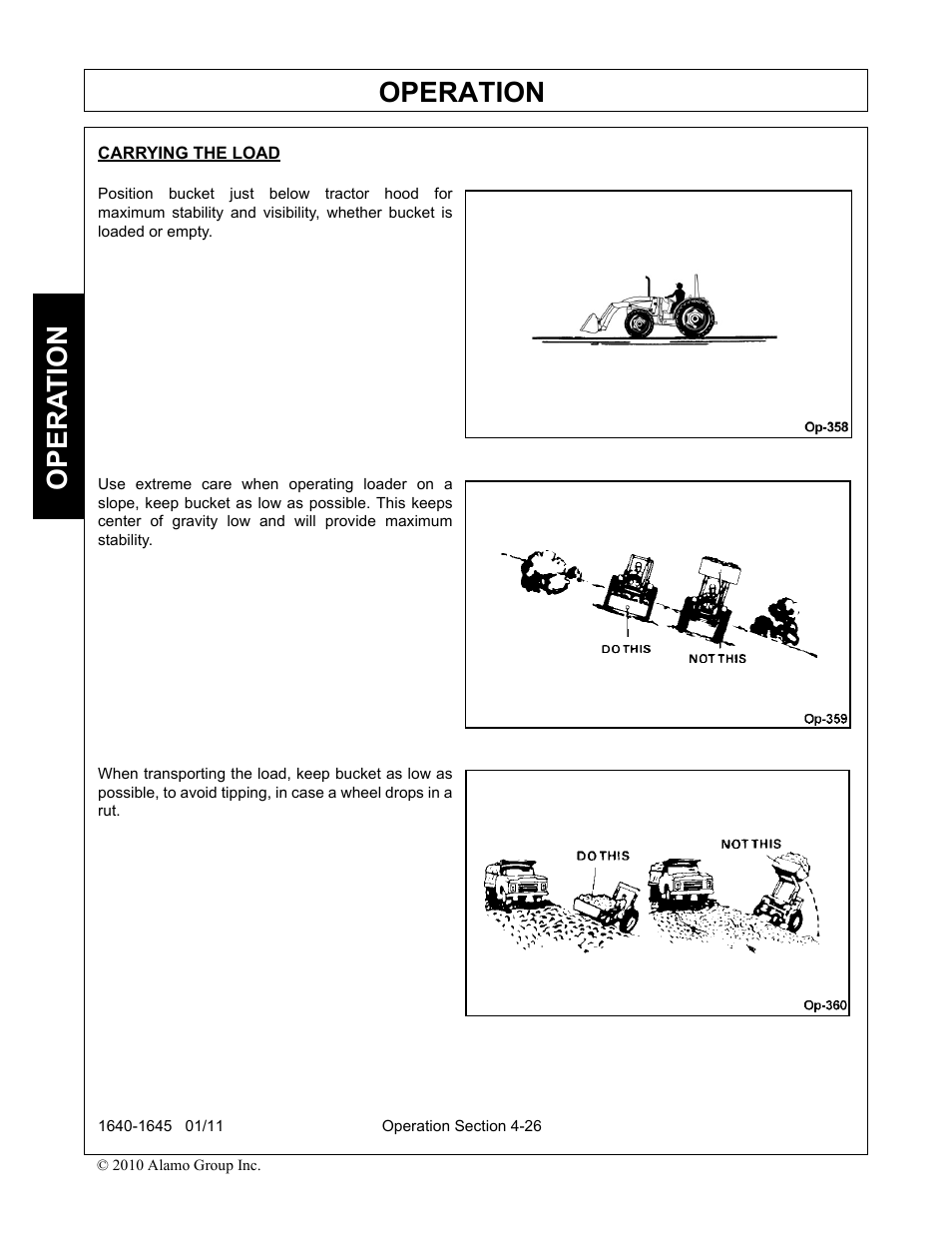 Carrying the load, Operation, Opera t ion | Rhinotek 1645 User Manual | Page 70 / 102