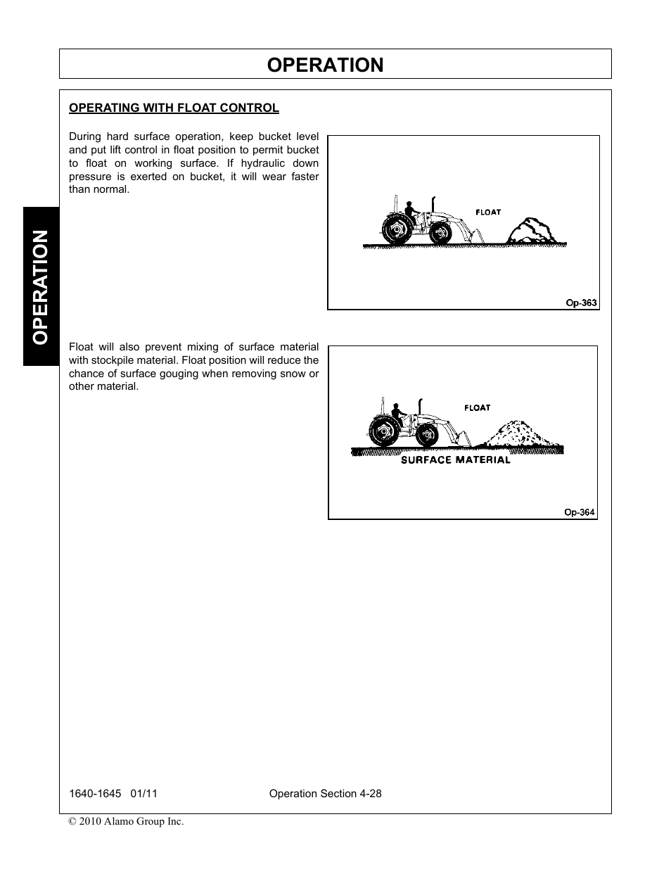 Operating with float control, Operation, Opera t ion | Rhinotek 1645 User Manual | Page 72 / 102