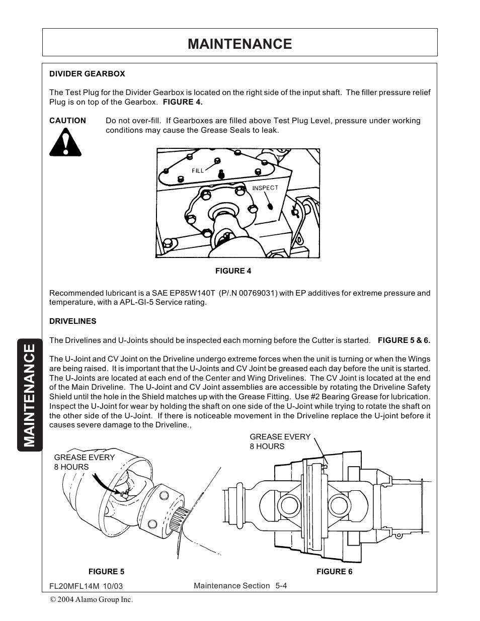 Drivelines -4, Maintenance | Rhinotek RHINO FL20 User Manual | Page 134 / 152