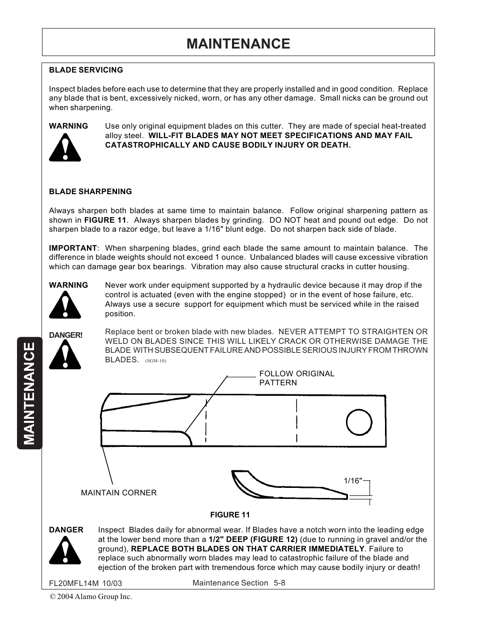 Blades -8, Maintenance | Rhinotek RHINO FL20 User Manual | Page 138 / 152