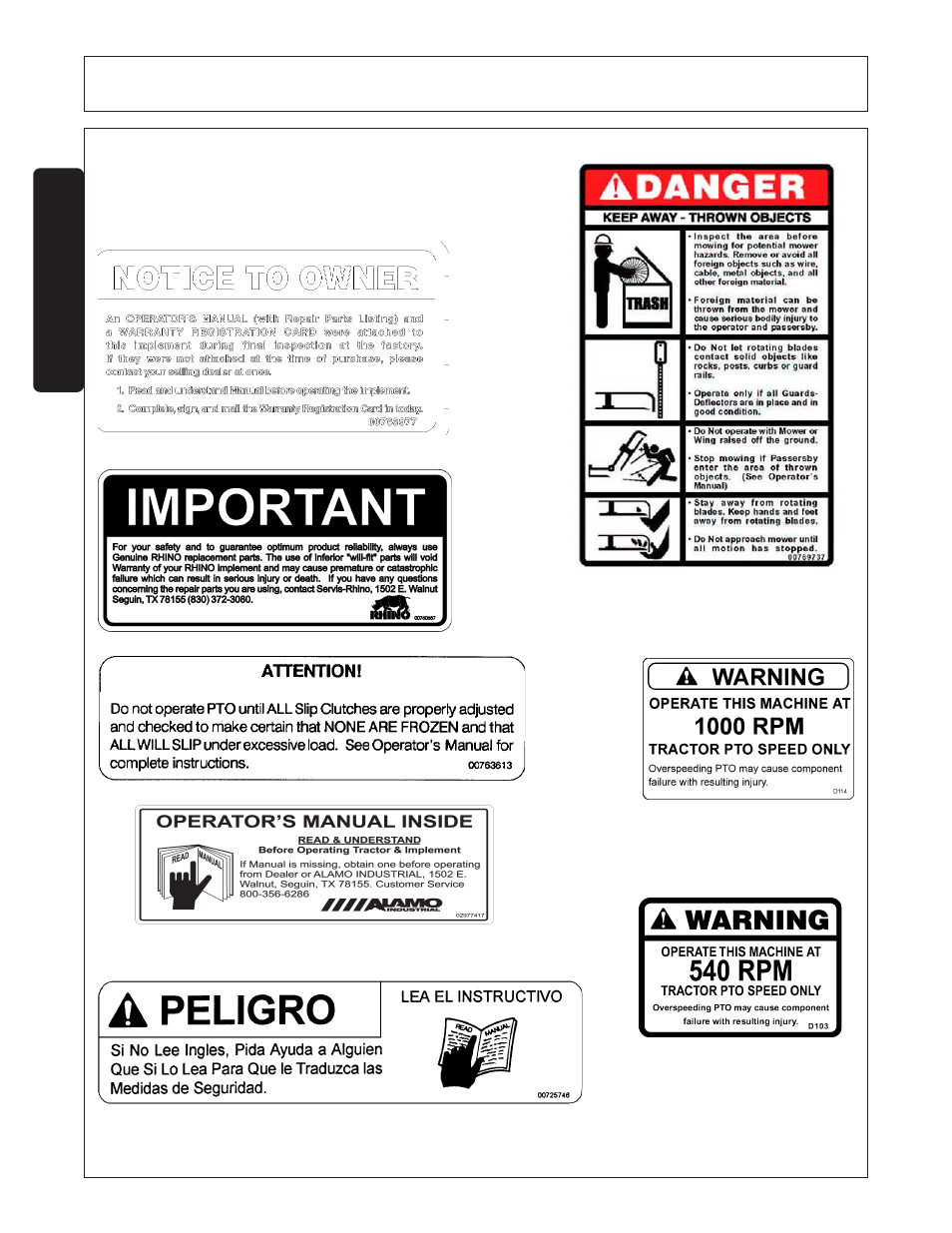 Safety decal description -14, Safety | Rhinotek RHINO FL20 User Manual | Page 20 / 152