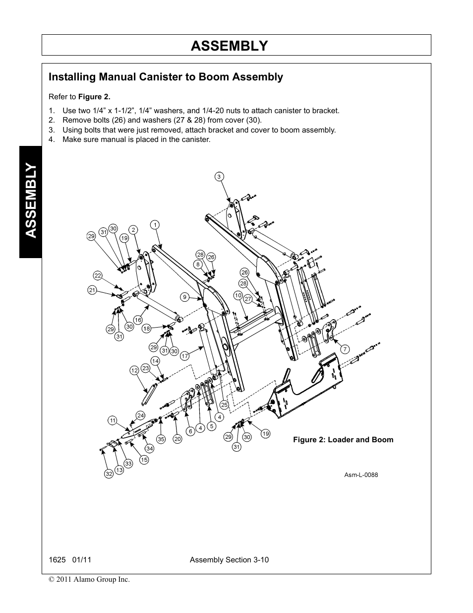 Installing manual canister to boom assembly, Installing manual canister to boom assembly -10, Assembly | Assembl y | Rhinotek F-4243C User Manual | Page 44 / 112