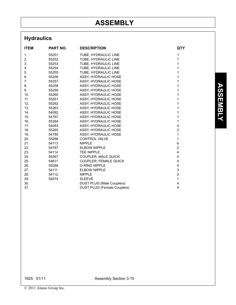 Hydraulics, Hydraulics -15, Assembly | Assembl y | Rhinotek F-4243C User Manual | Page 49 / 112