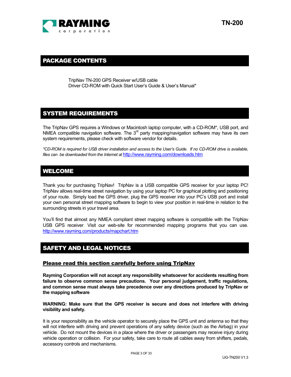 Tn-200 | Rayming TN-200 User Manual | Page 3 / 33