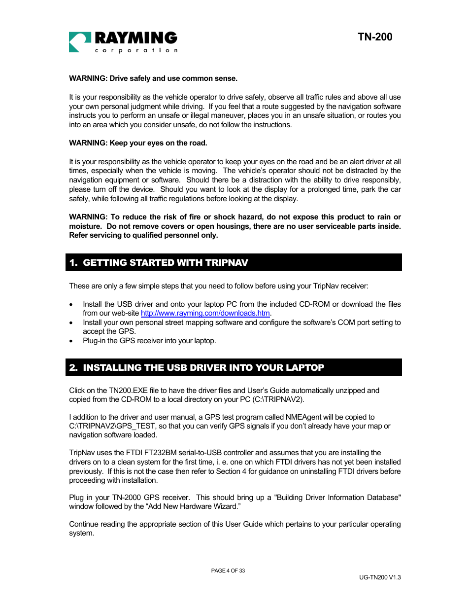 Tn-200 | Rayming TN-200 User Manual | Page 4 / 33