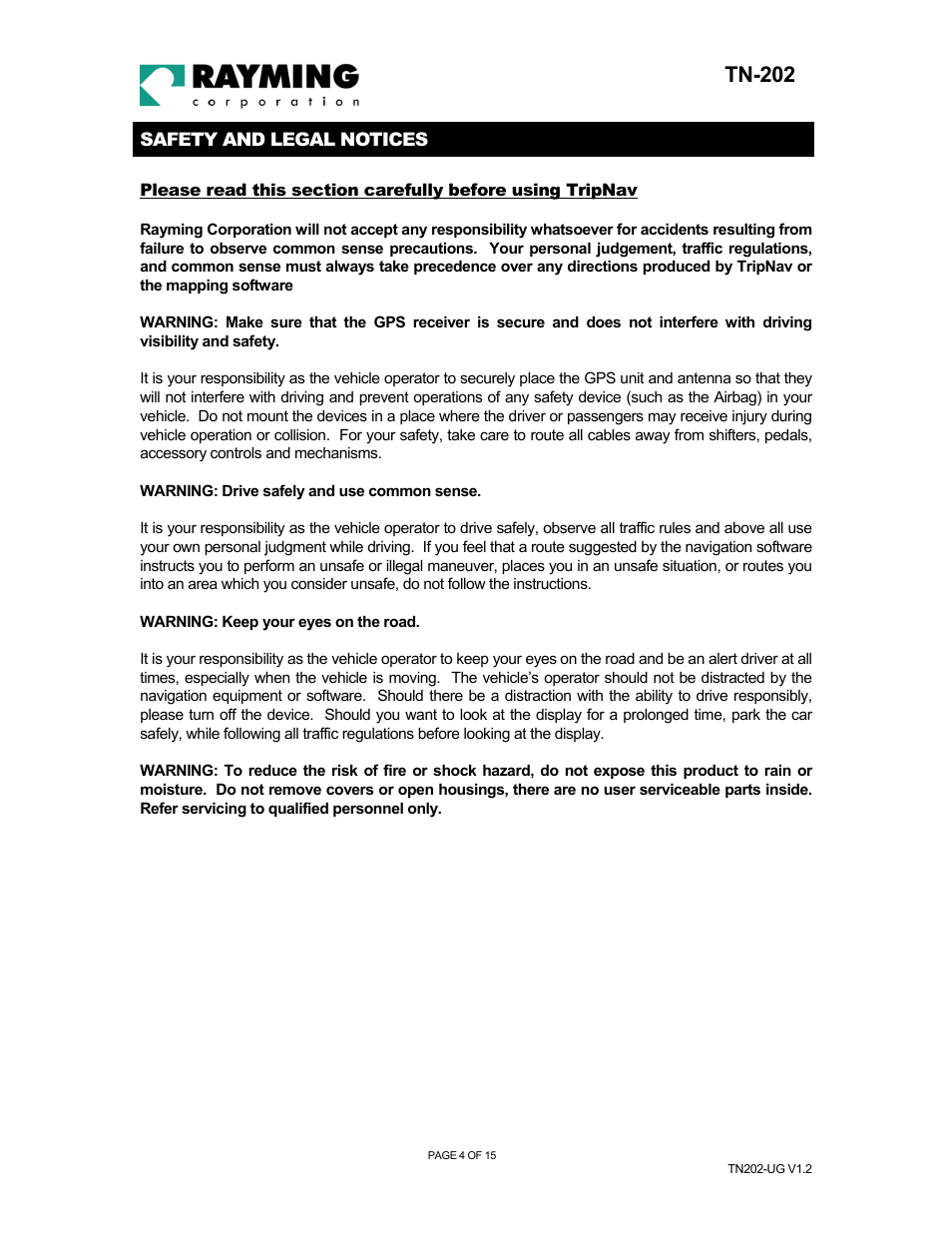 Tn-202 | Rayming TN-202 User Manual | Page 4 / 15
