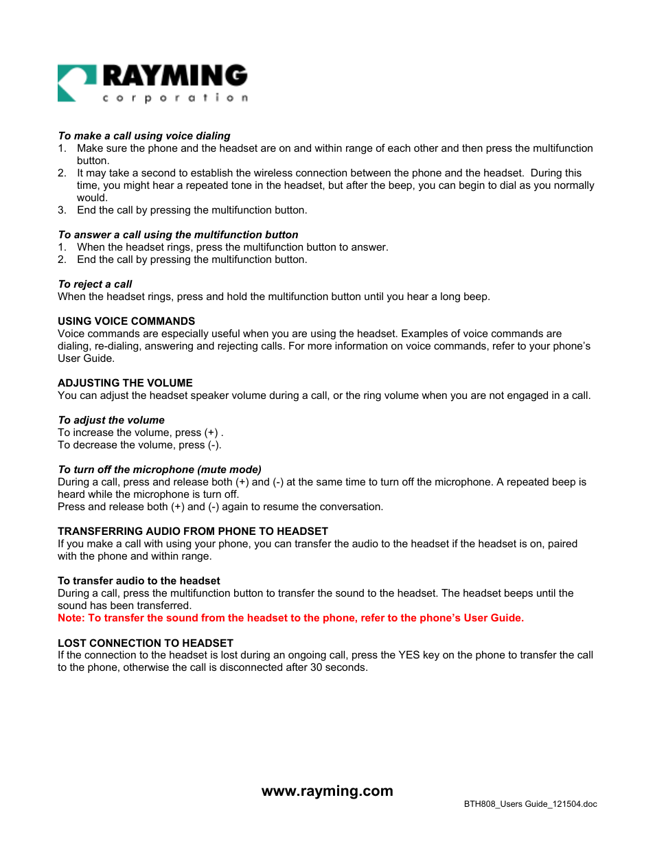 Rayming BTH-808 User Manual | Page 7 / 9