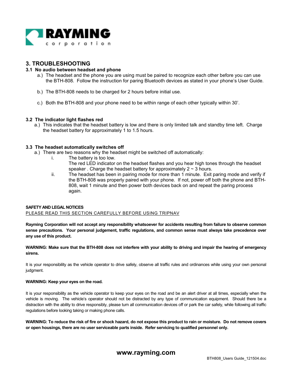 Rayming BTH-808 User Manual | Page 8 / 9