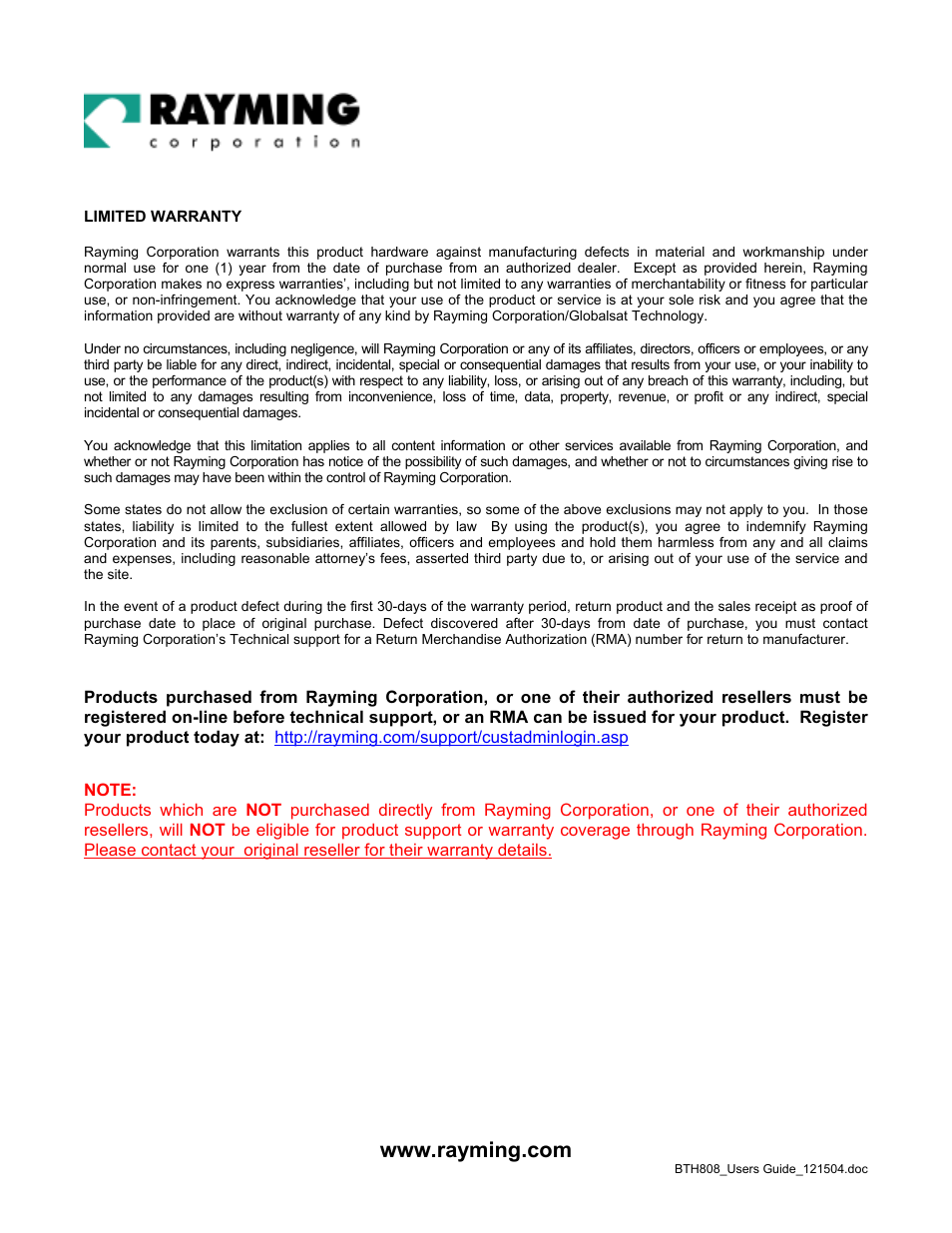 Rayming BTH-808 User Manual | Page 9 / 9