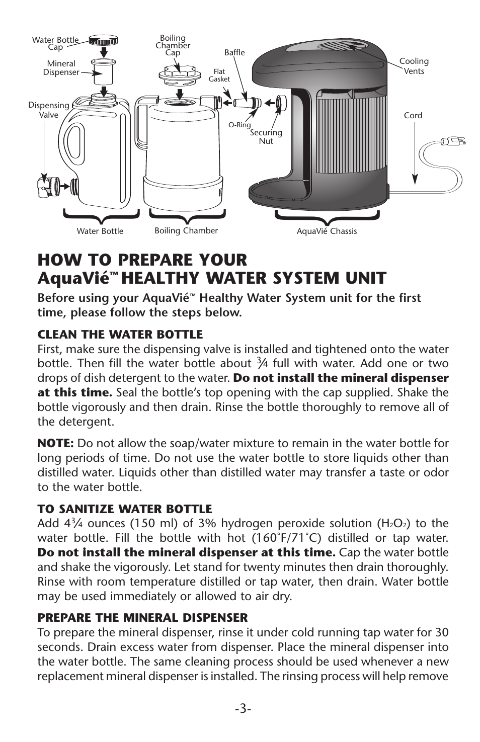 How to prepare your aquavié, Healthy water system unit | Regal Ware W15120 User Manual | Page 6 / 12