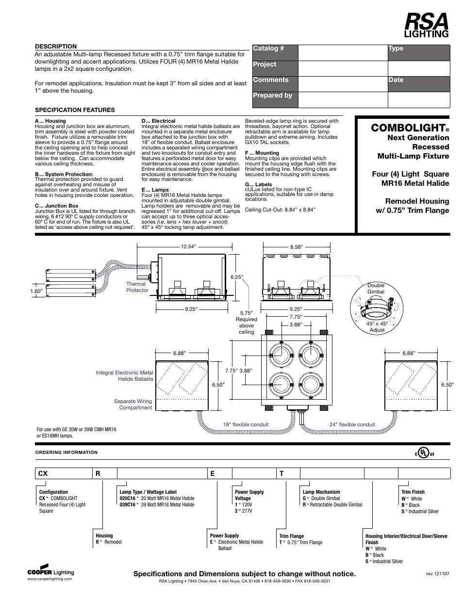 RSA Lighting Indoor Furnishings User Manual | 1 page