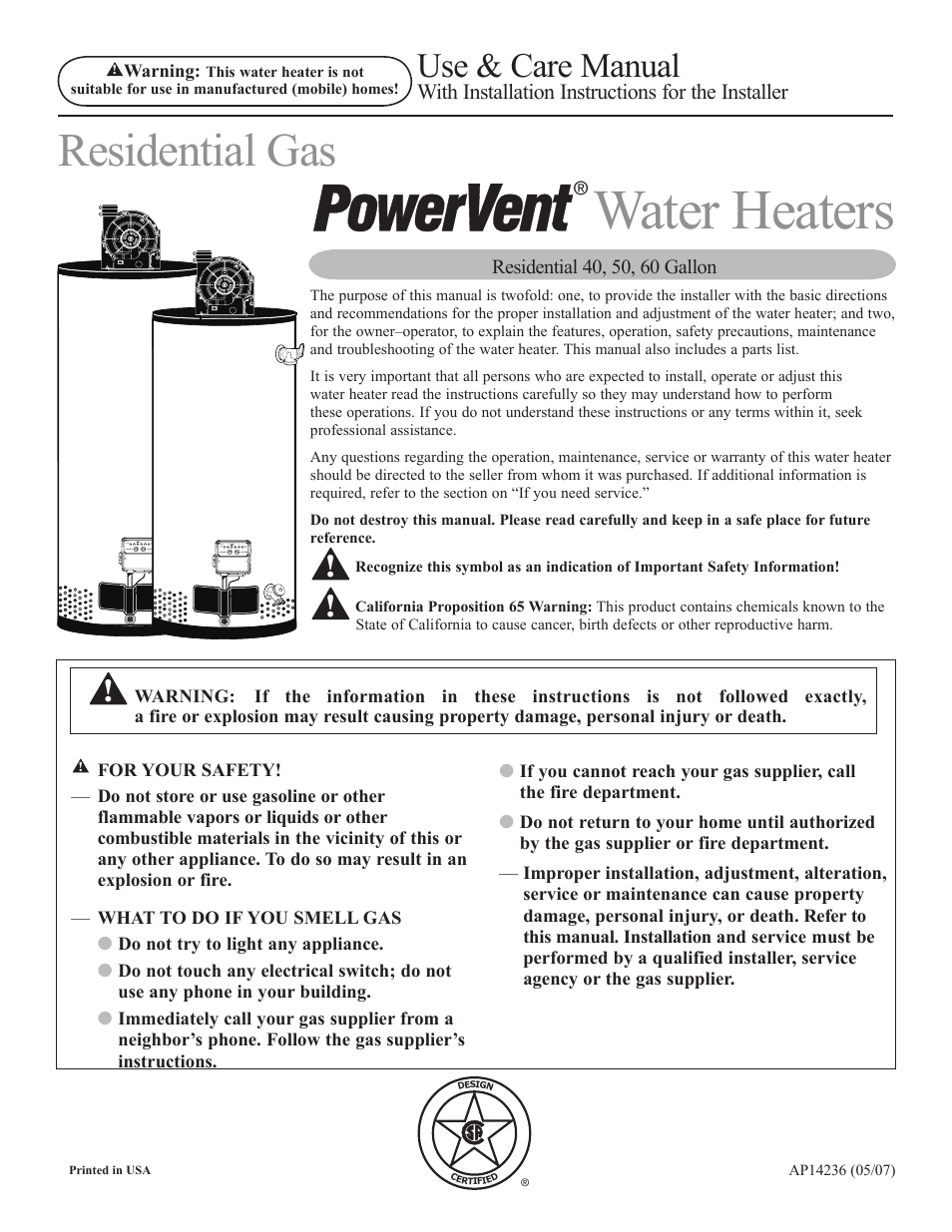 Ruud PowerVent AP14236 User Manual | 36 pages