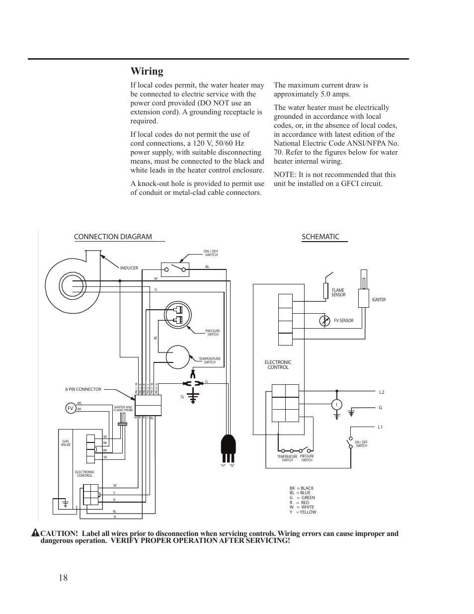 Size: 6.5” x 5.5” color: black approved by, Wiring, Schematic connection diagram | Ruud PowerVent AP14236 User Manual | Page 18 / 36