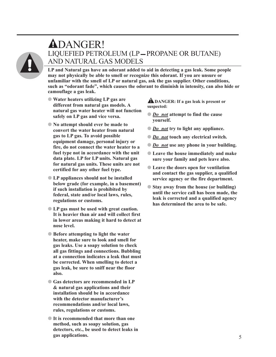 Danger | Ruud PowerVent AP14236 User Manual | Page 5 / 36