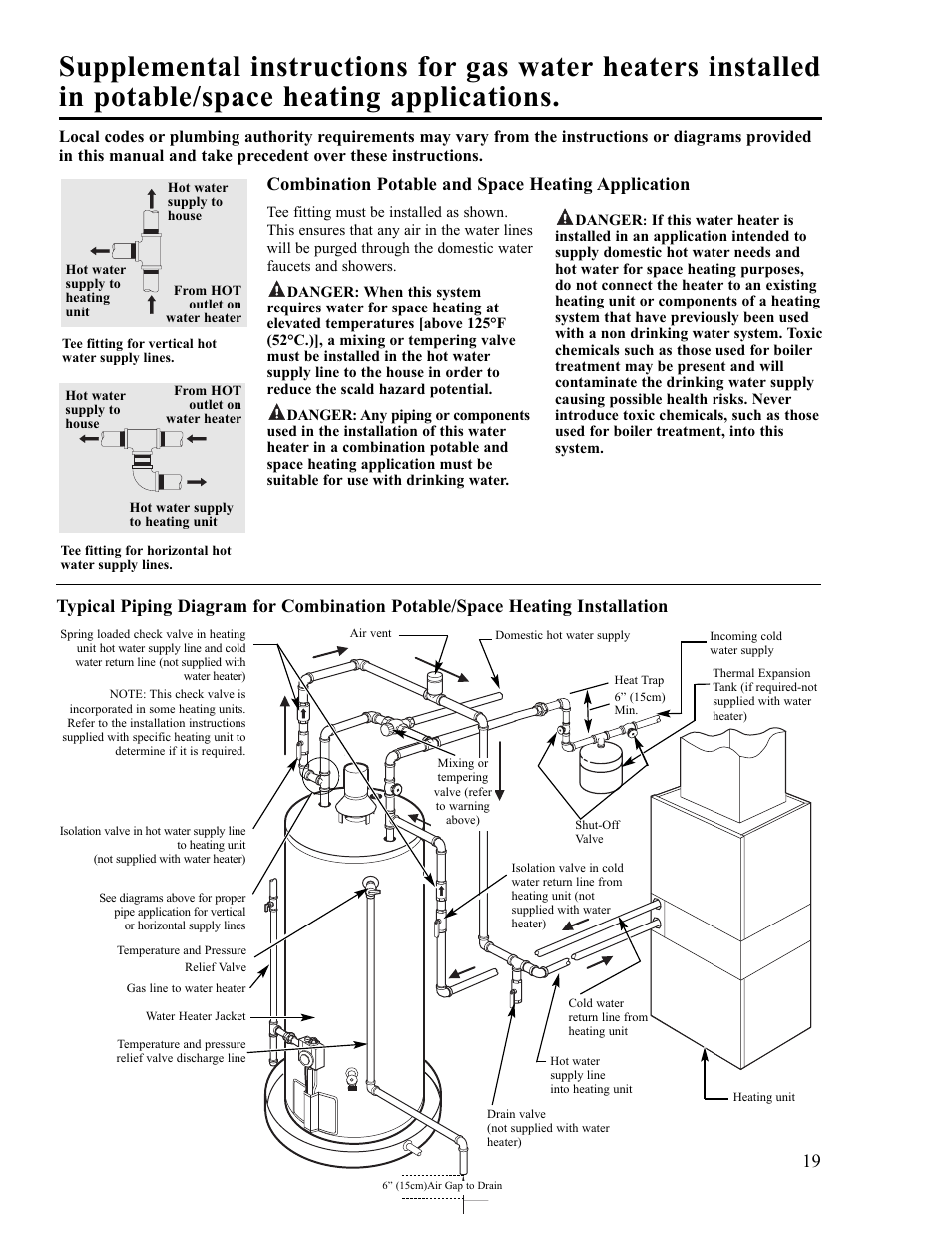 Combination potable and space heating application | Ruud PowerVent 2 AP13370-2 User Manual | Page 19 / 28