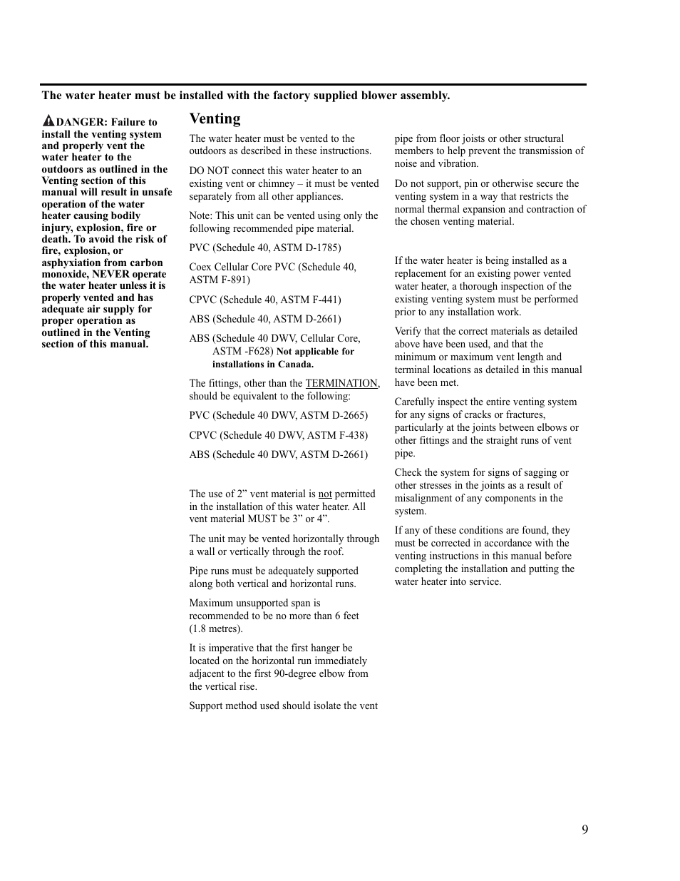 Venting | Ruud PowerVent 2 AP13370-2 User Manual | Page 9 / 28