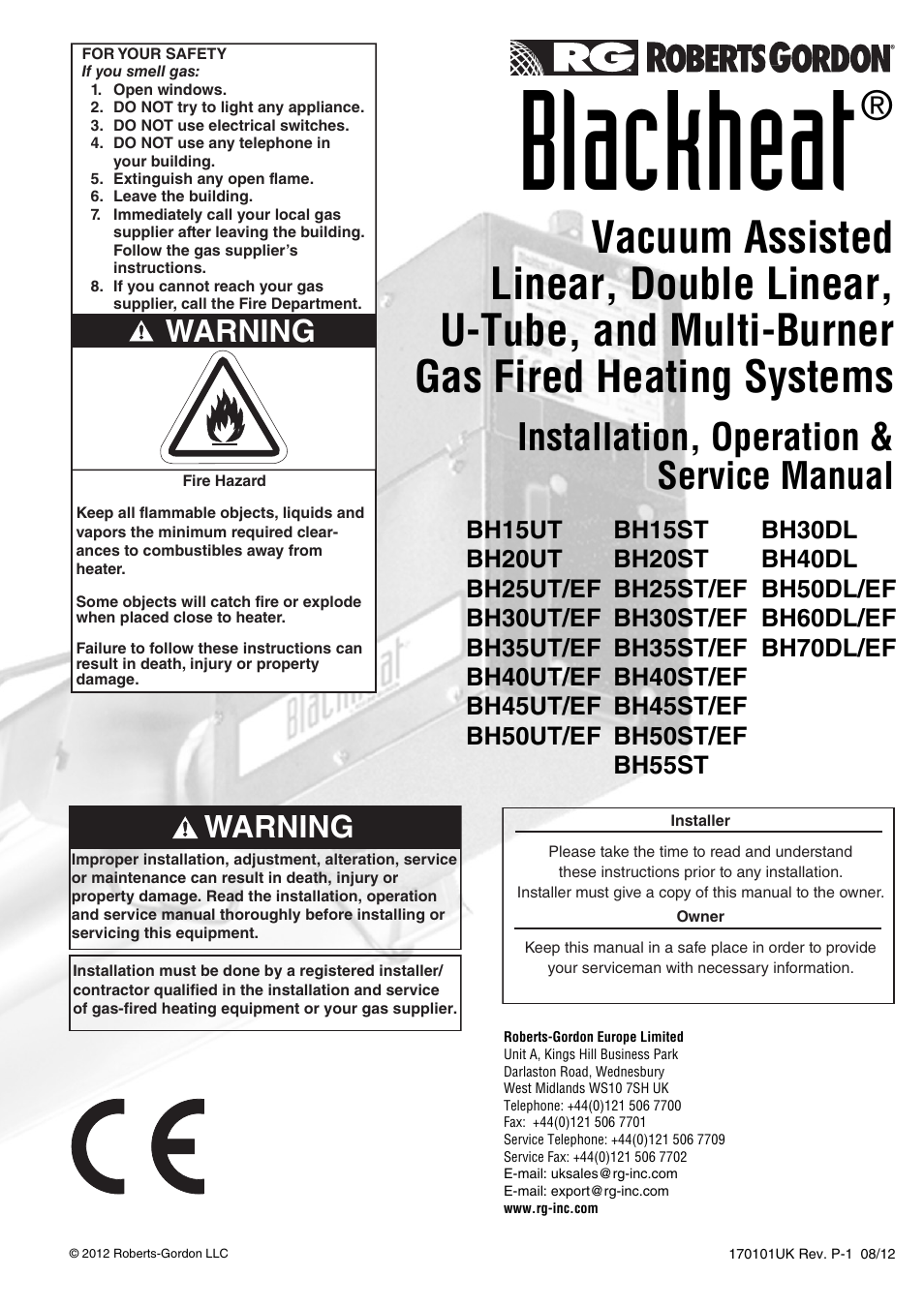 Roberts Gorden Vacuum Assisted Linear User Manual | 84 pages