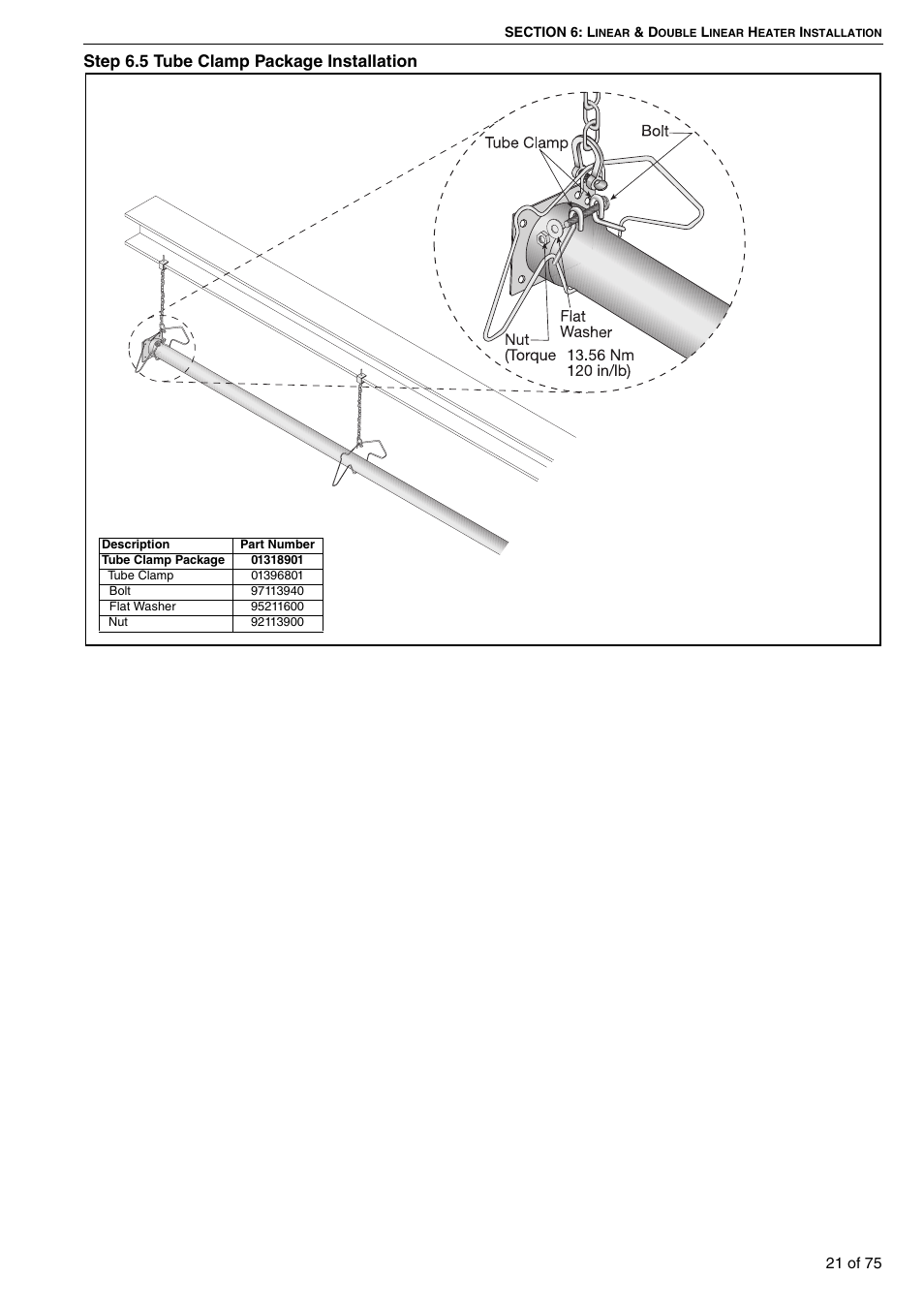 5 tube clamp package installation, Step 6.5 tube clamp package installation | Roberts Gorden Vacuum Assisted Linear User Manual | Page 27 / 84