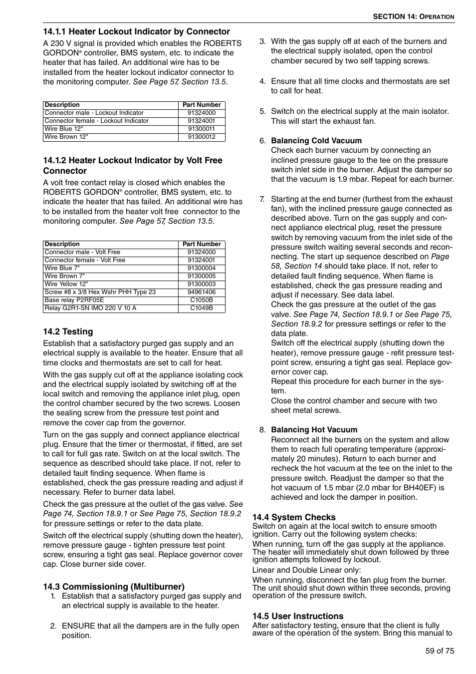 Roberts Gorden Vacuum Assisted Linear User Manual | Page 65 / 84