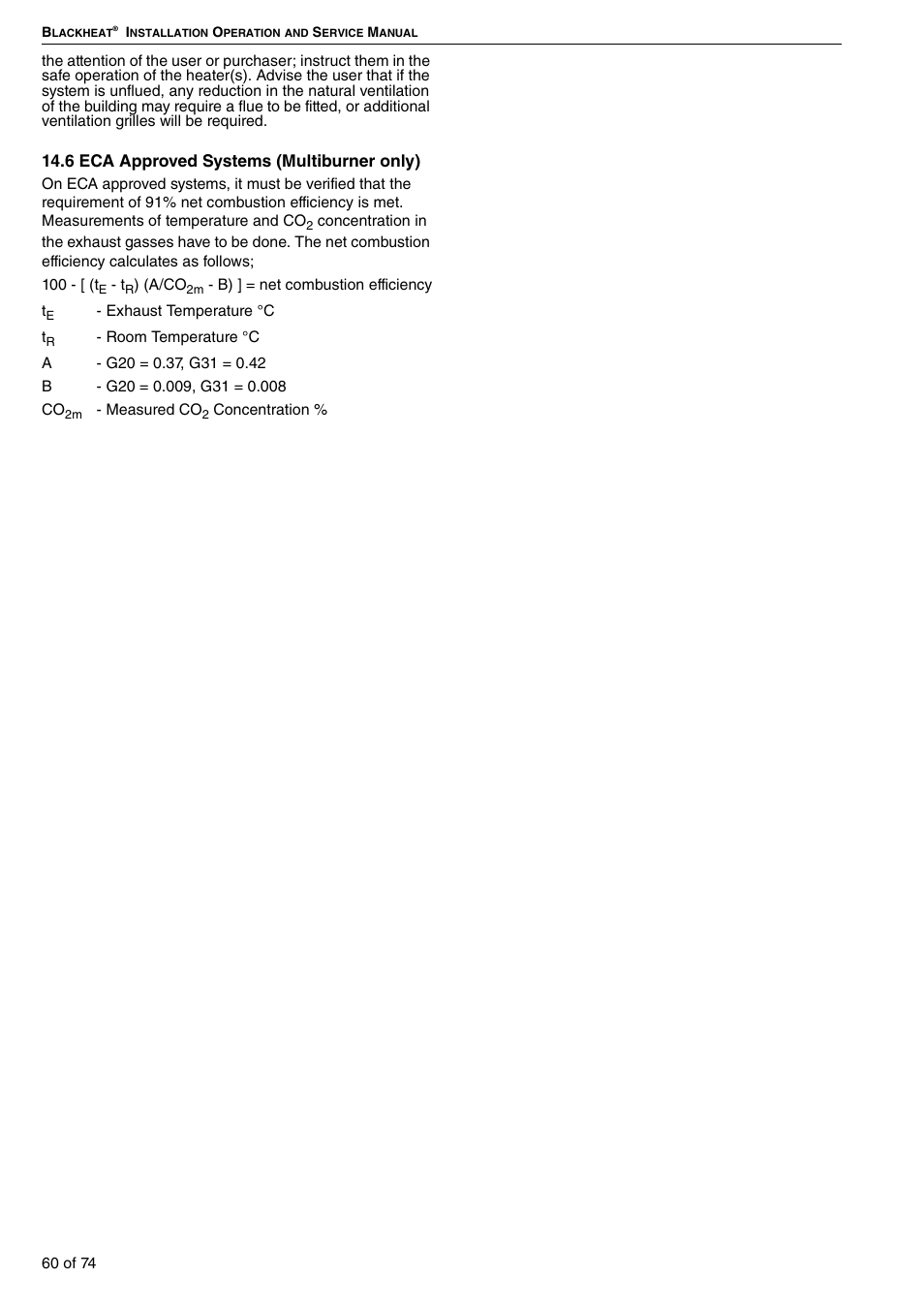 6 eca approved systems (multiburner only) | Roberts Gorden Vacuum Assisted Linear User Manual | Page 66 / 84