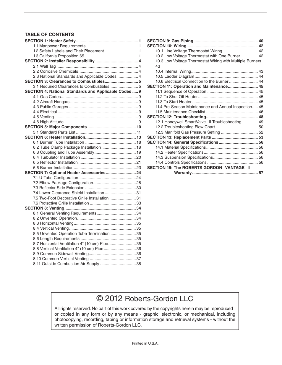 Roberts-gordon llc | Roberts Gorden CTH2-125 User Manual | Page 3 / 68