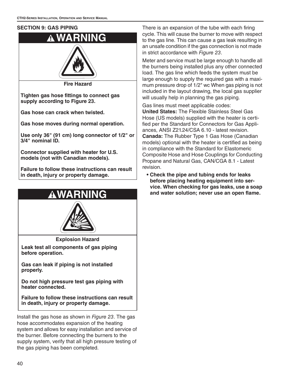 Warning | Roberts Gorden CTH2-125 User Manual | Page 46 / 68