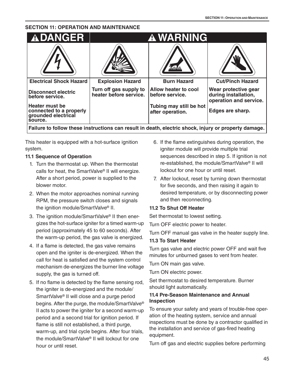 Warning, Danger | Roberts Gorden CTH2-125 User Manual | Page 51 / 68