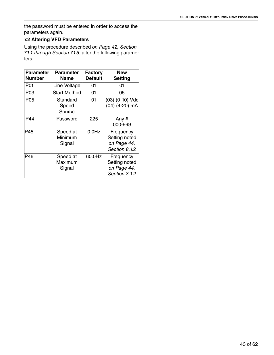 2 altering vfd parameters | Roberts Gorden 10081601NA Rev H 12/11 User Manual | Page 49 / 70