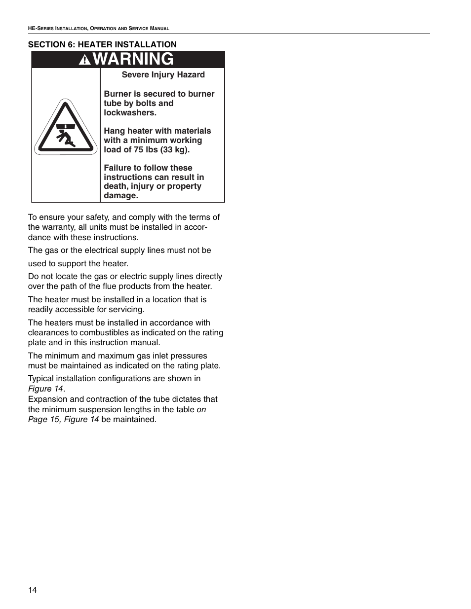 Warning | Roberts Gorden VANTAGE HE HE-125 User Manual | Page 20 / 20