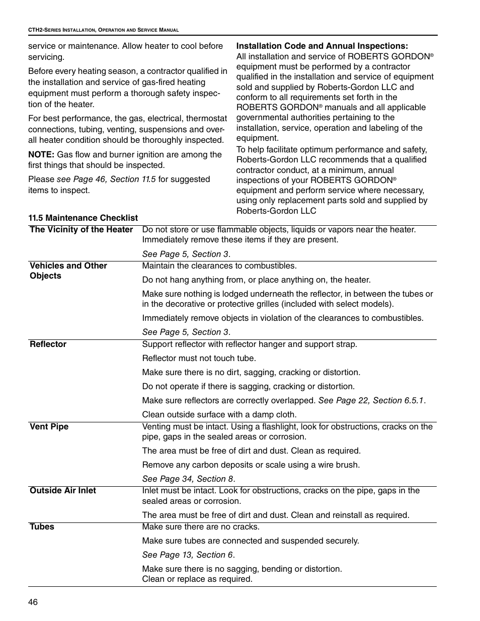 5 maintenance checklist | Roberts Gorden Gas-Fired User Manual | Page 52 / 68
