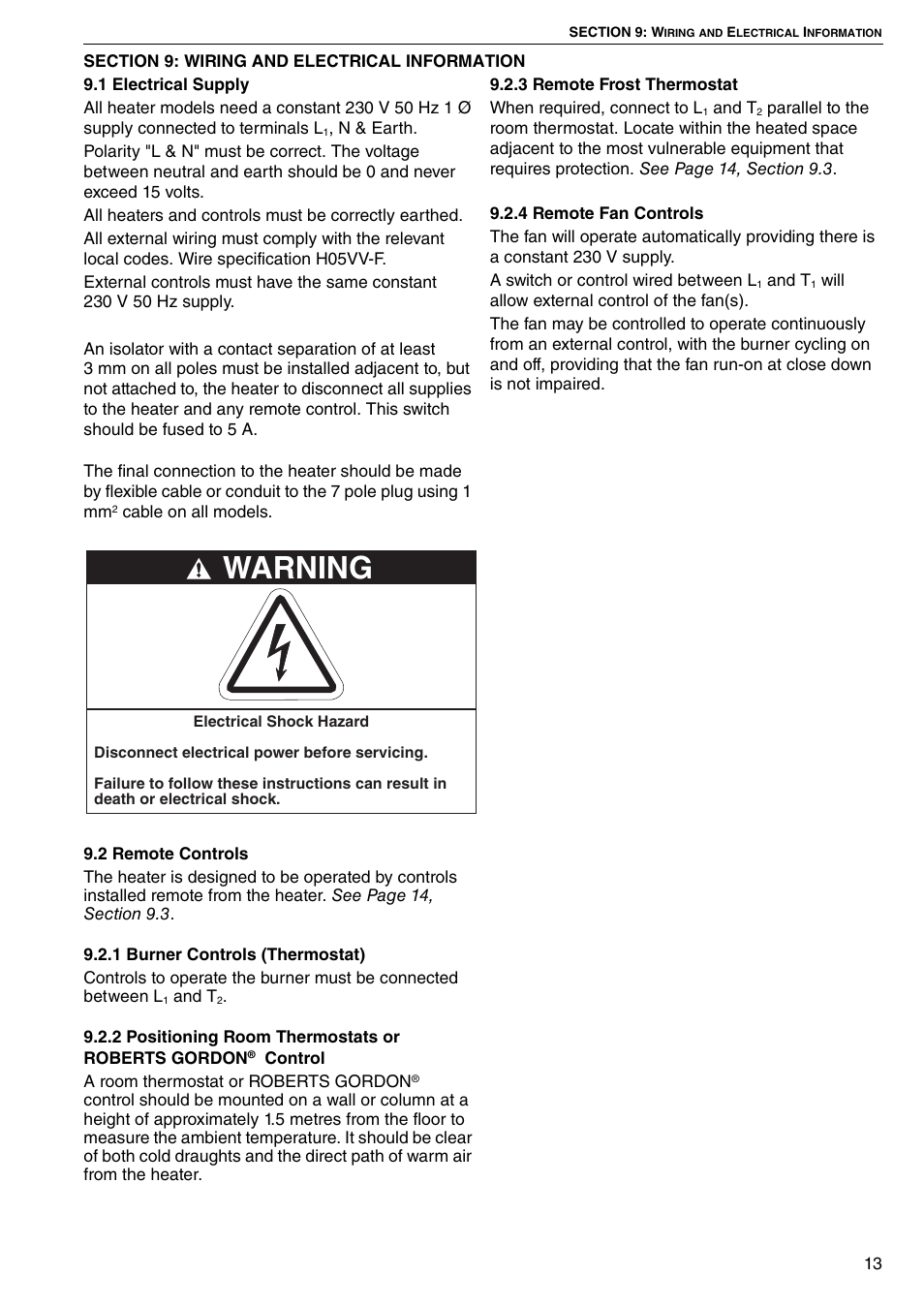 Warning | Roberts Gorden CTCU 27 User Manual | Page 19 / 40