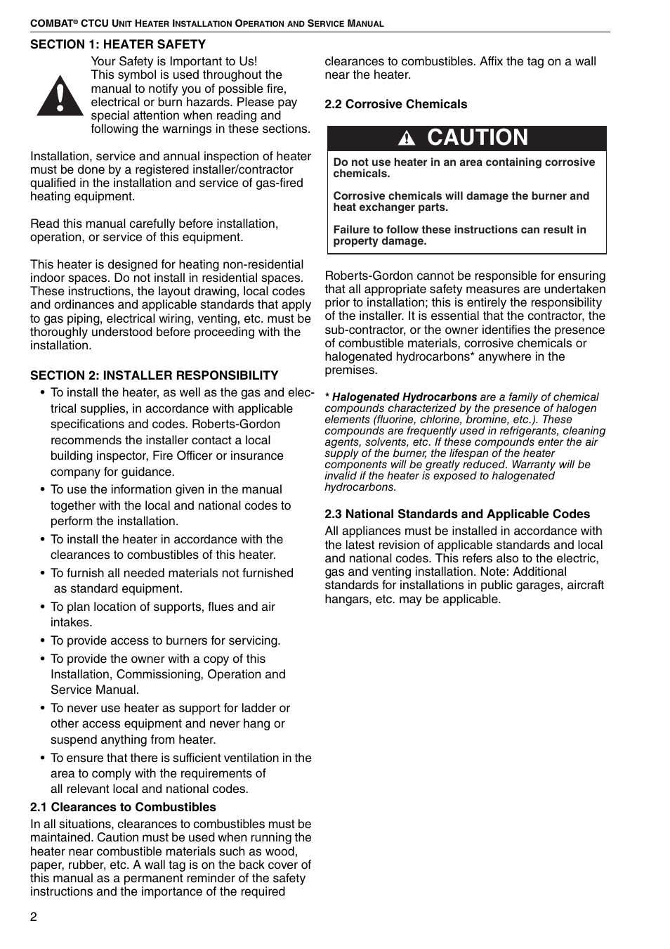Caution | Roberts Gorden CTCU 27 User Manual | Page 8 / 40