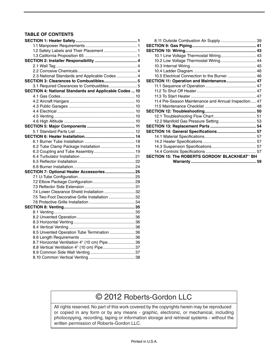 Roberts-gordon llc | Roberts Gorden Infrared Heater BH-150 User Manual | Page 3 / 70