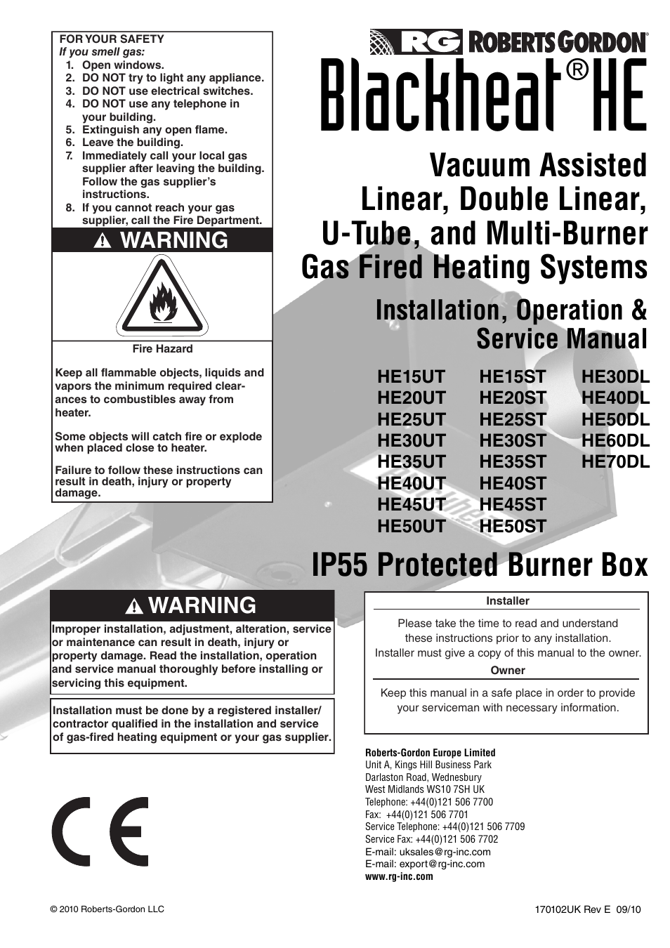 Roberts-Gordon HE15UT User Manual | 82 pages