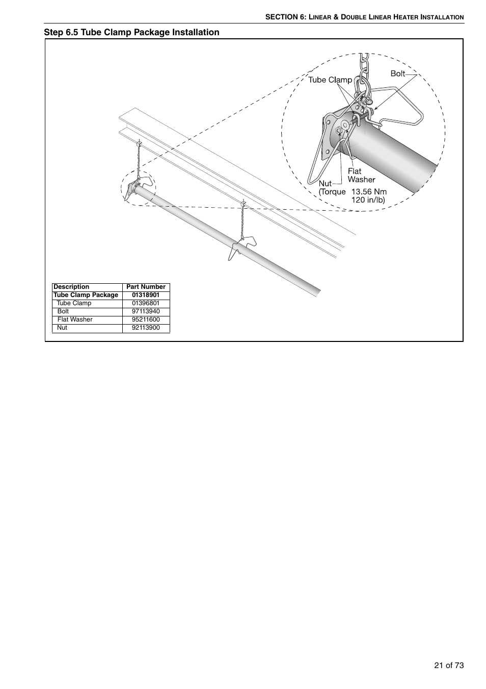 5 tube clamp package installation, Step 6.5 tube clamp package installation | Roberts-Gordon HE15UT User Manual | Page 27 / 82
