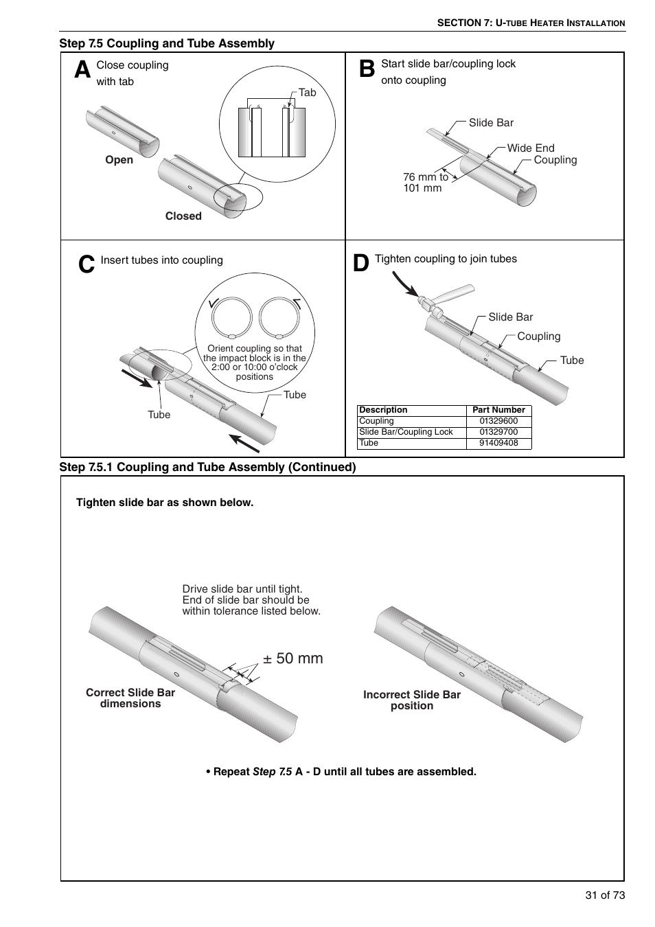 5 coupling and tube assembly, 50 mm | Roberts-Gordon HE15UT User Manual | Page 37 / 82