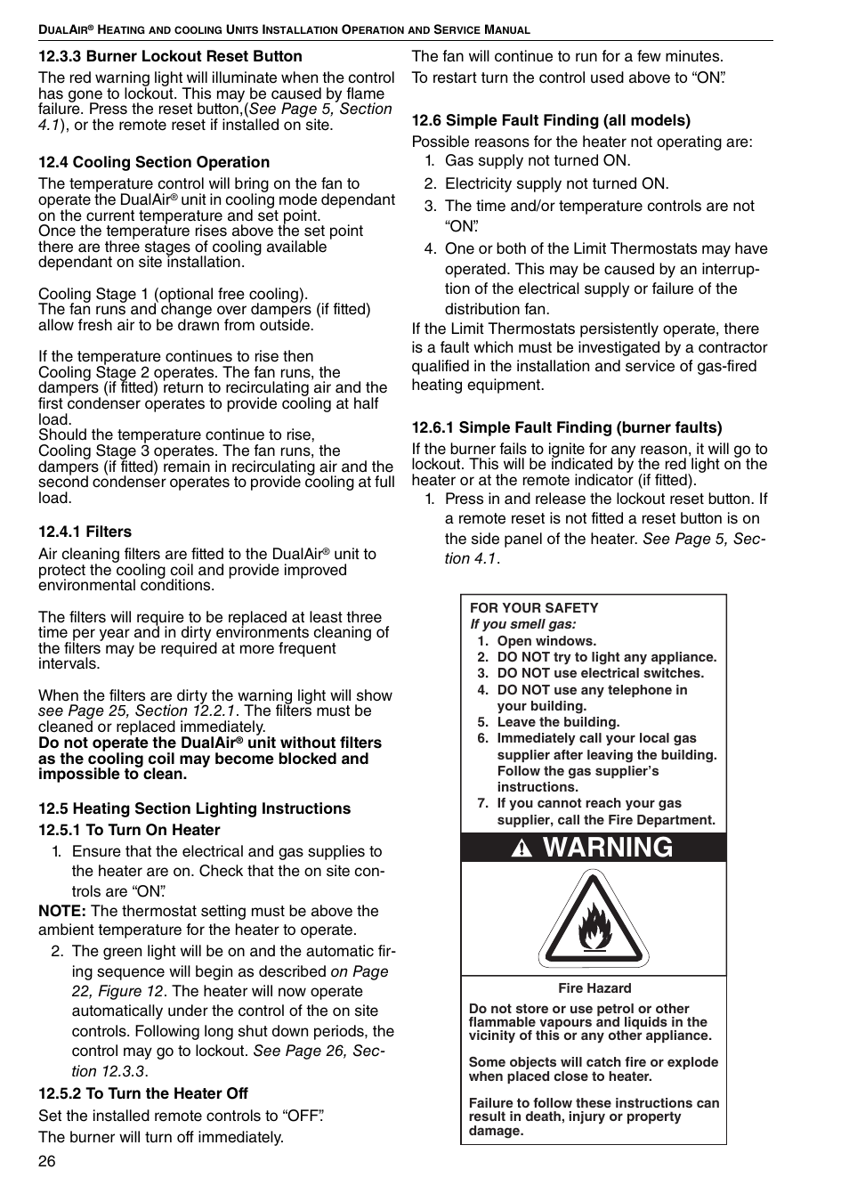 Warning | Roberts Gorden DAT100 User Manual | Page 32 / 52