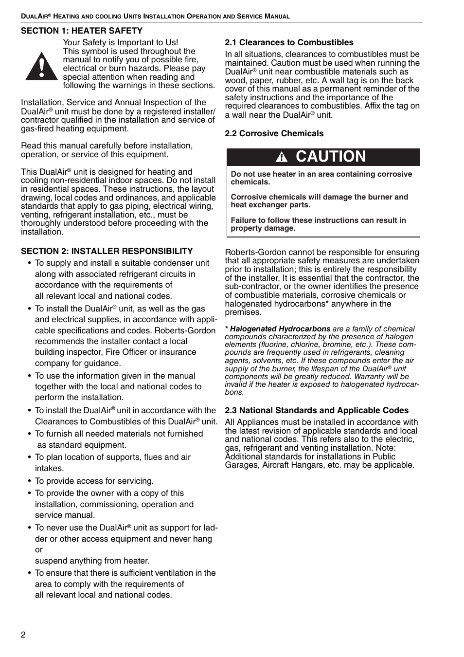 Caution | Roberts Gorden DAT100 User Manual | Page 8 / 52